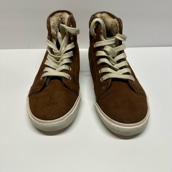 Old navy ankle boots /shoes fur lined size 3 kids tan - Picture 1 of 8